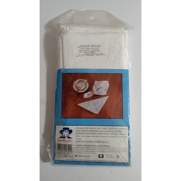 Quaker Lace Dinner Napkins White Set of 4 Vintage In Package - Picture 8 of 11